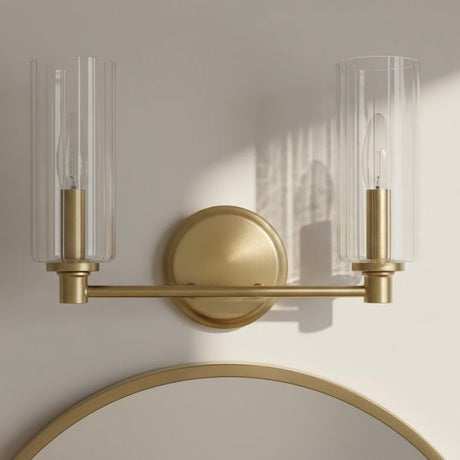 Regal - Double Light Vanity With Clear Ribbed Satin - Antique Brass / Clear - view 7