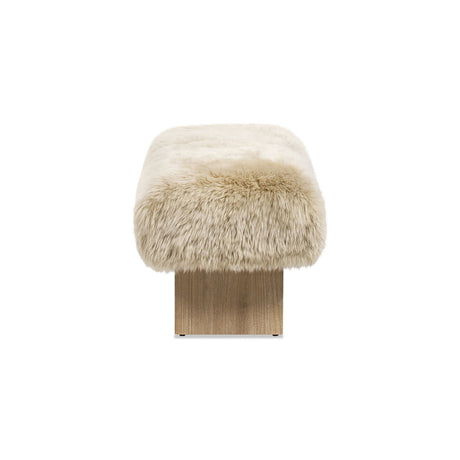 Leda - Sheepskin Fur Rectangular Accent Bench - Natural Blonde by Jennifer Taylor Home | Bel Furniture
