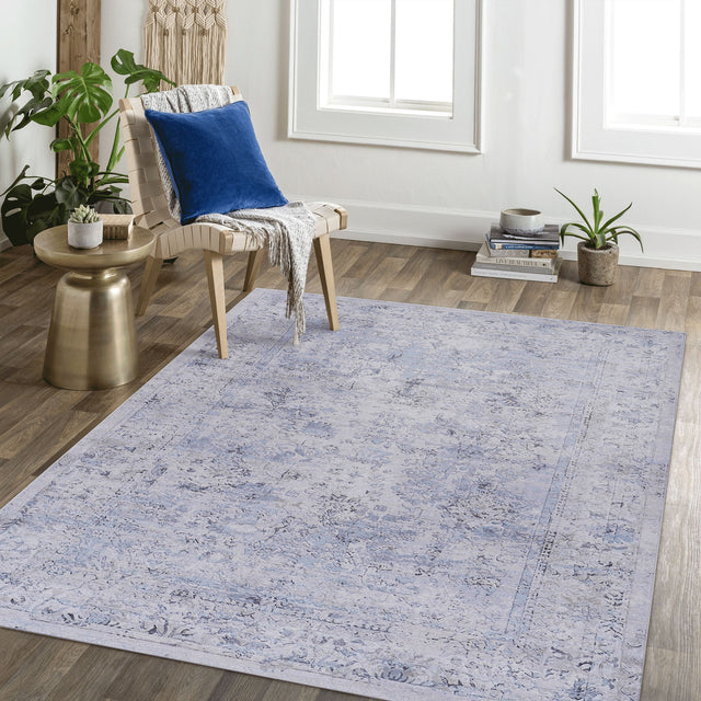 Maval - 4' X 6' Area Rug Washable - Blue / Cream by Naar Rug | Bel Furniture