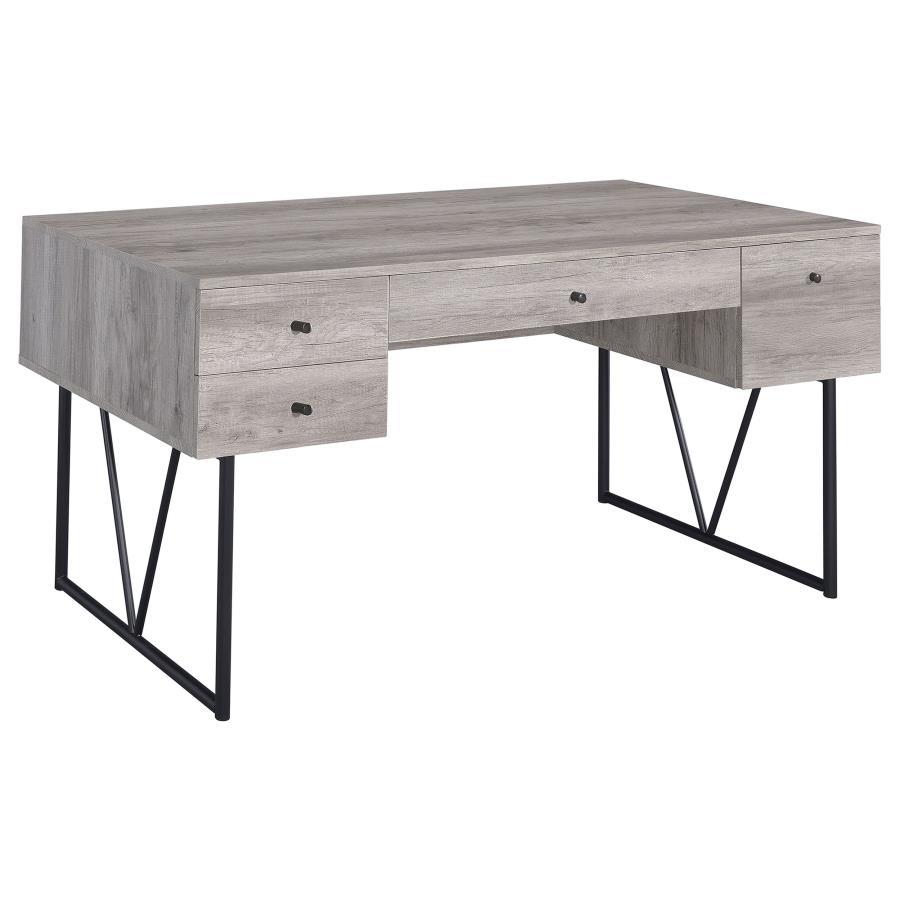Analiese - Writing Desk Dark Gray 4 Drawers by CoasterEveryday | Bel Furniture