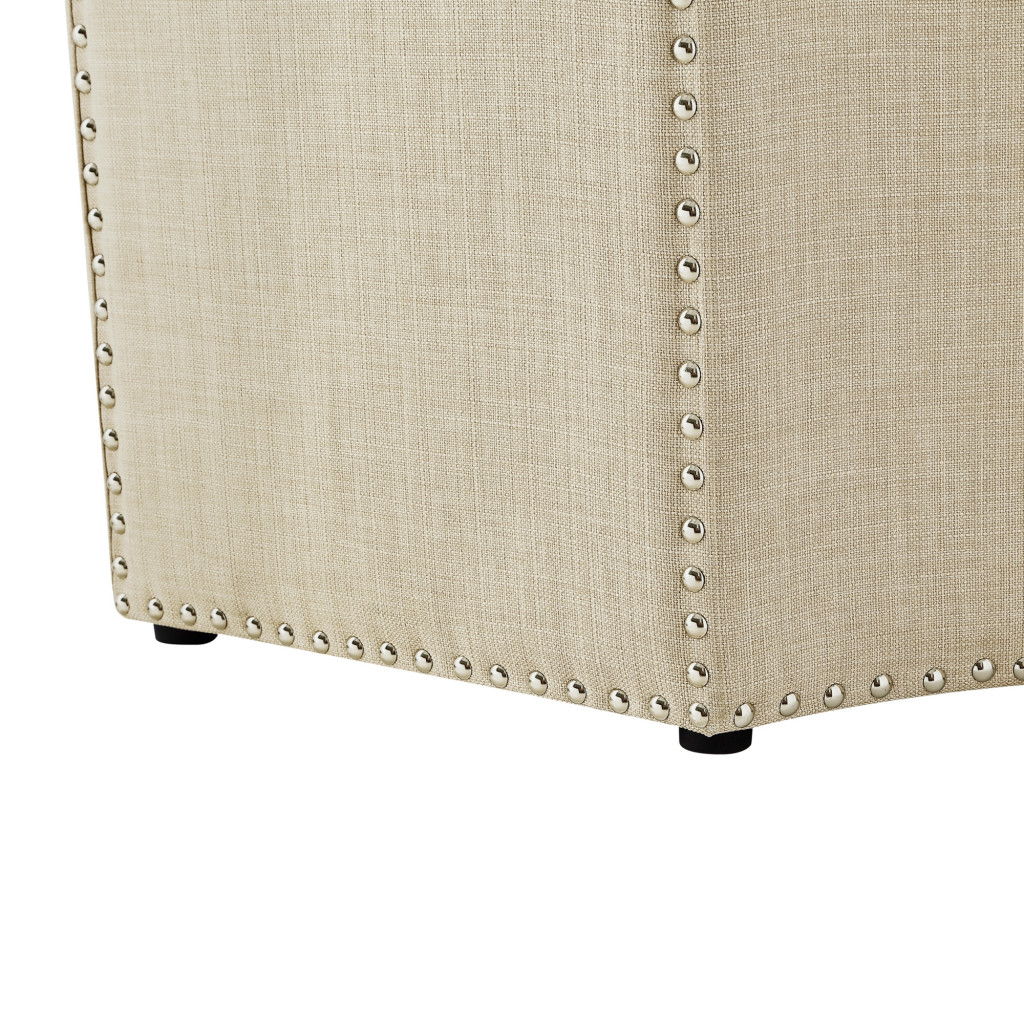 Linen Specialty Cocktail Ottoman - Beige