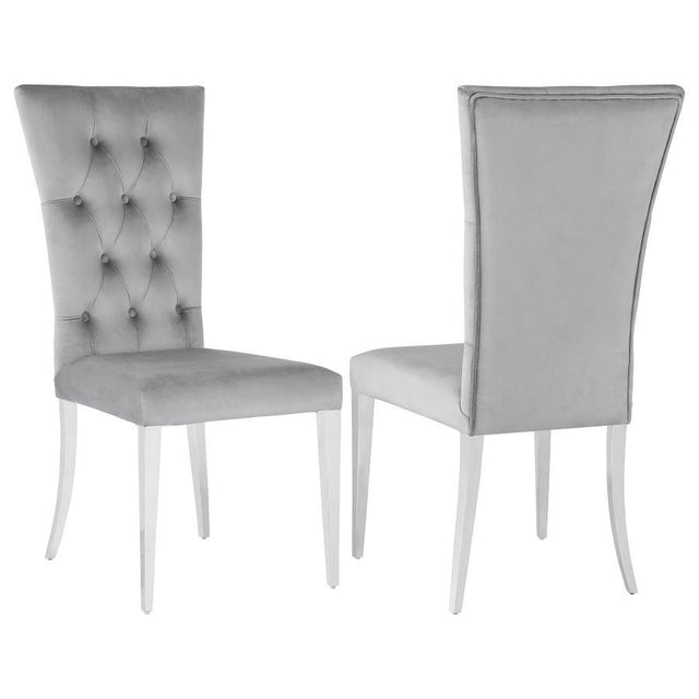 Kerwin - Velvet Upholstered Dining Side Chair (Set of 2) Dark Gray by CoasterElevations | Bel Furniture