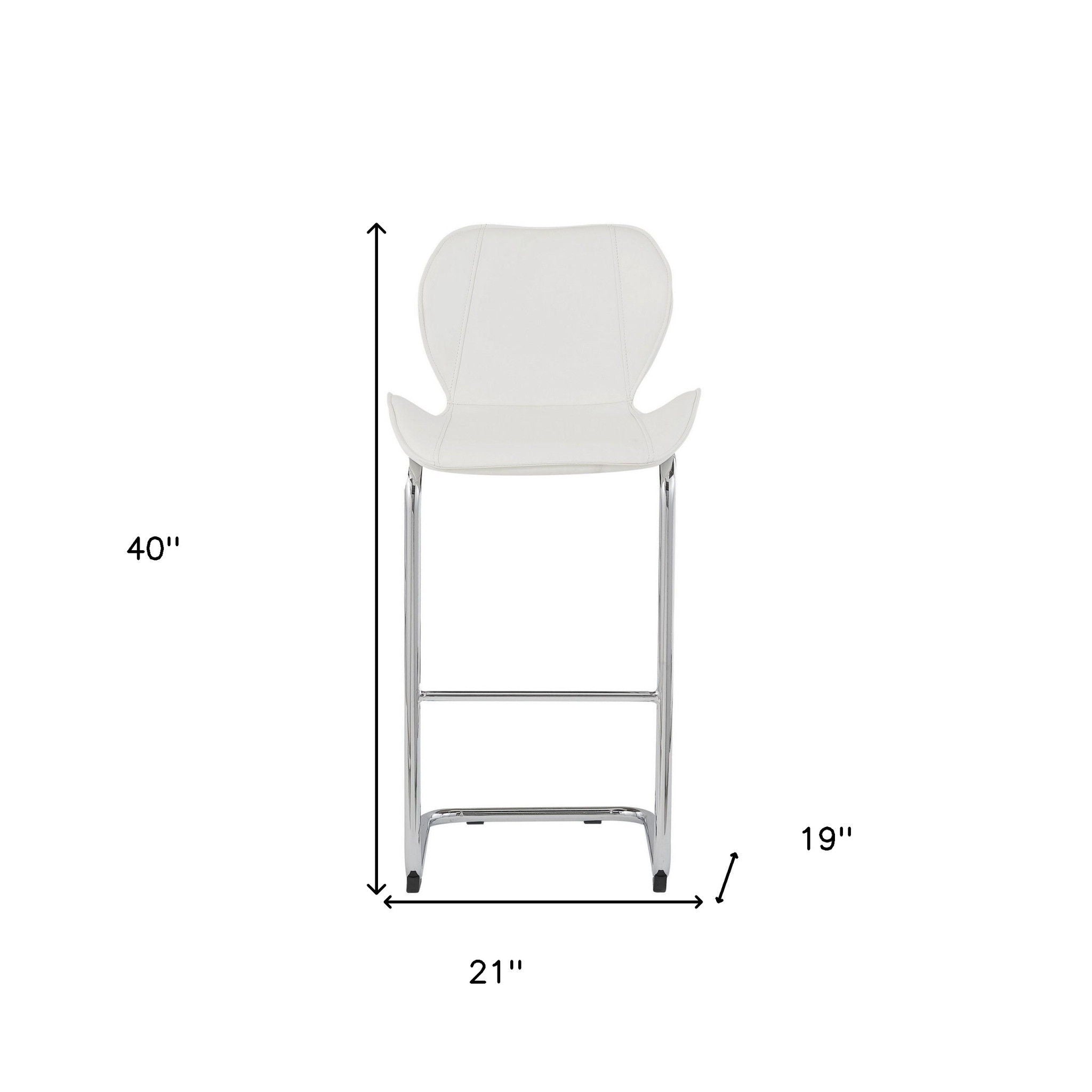 Metal Low Back Bar Height Bar Chairs (Set of 4) - White / Silver