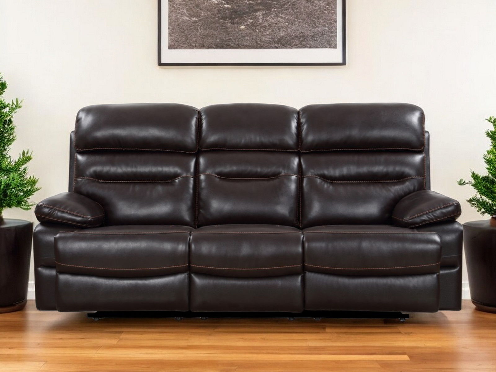 Black Legs Sofa Faux Leather - Brown