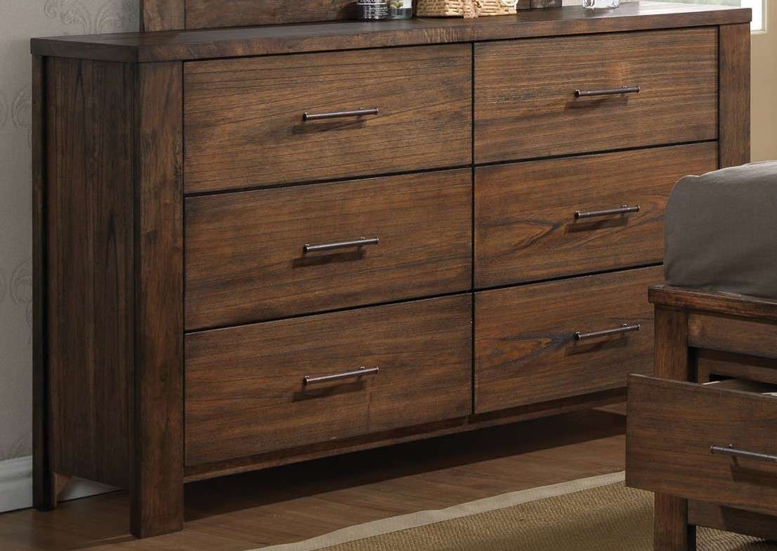 Metal Six Drawer Dresser - Brown