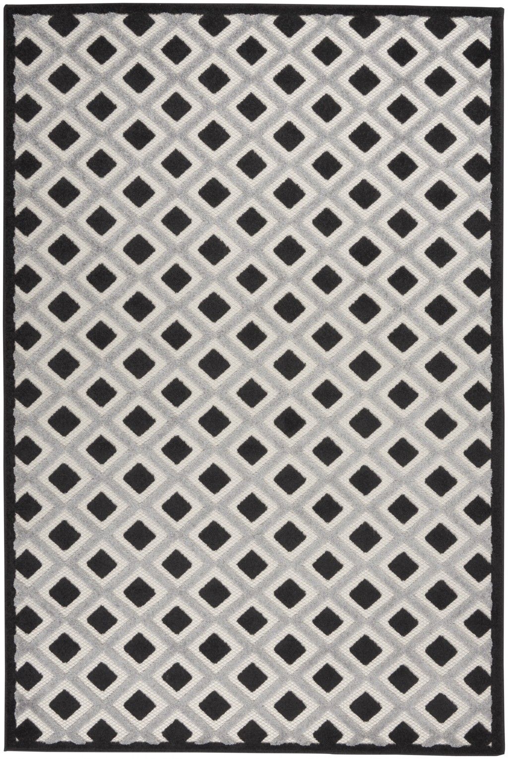 4' X 6' Geometric Indoor / Outdoor Area Rug - Black / White