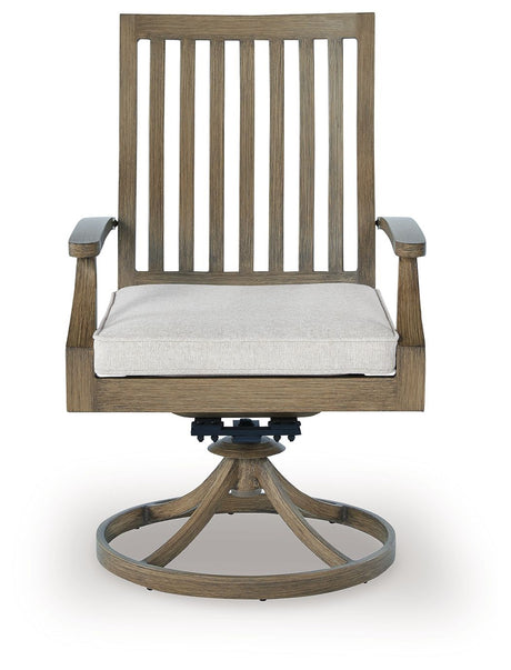 Rainier Ranch - Brown / Beige - Swivel Chair With Cushion (Set of 2) by Signature Design by Ashley® | Bel Furniture