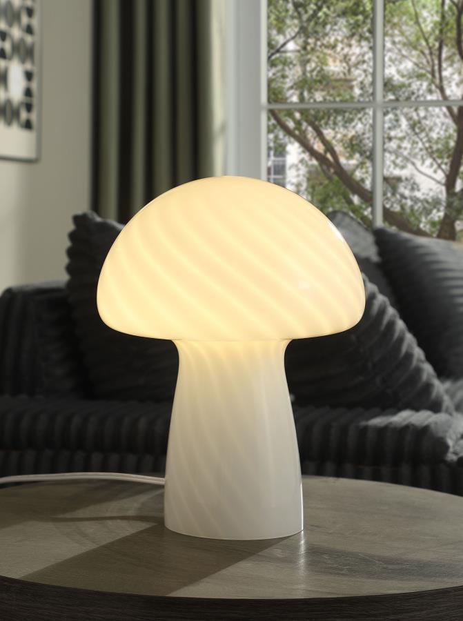 Kanaby - Mushroom Shaped Glass Bedside Table Lamp - White by Coaster Fine Furniture | Bel Furniture