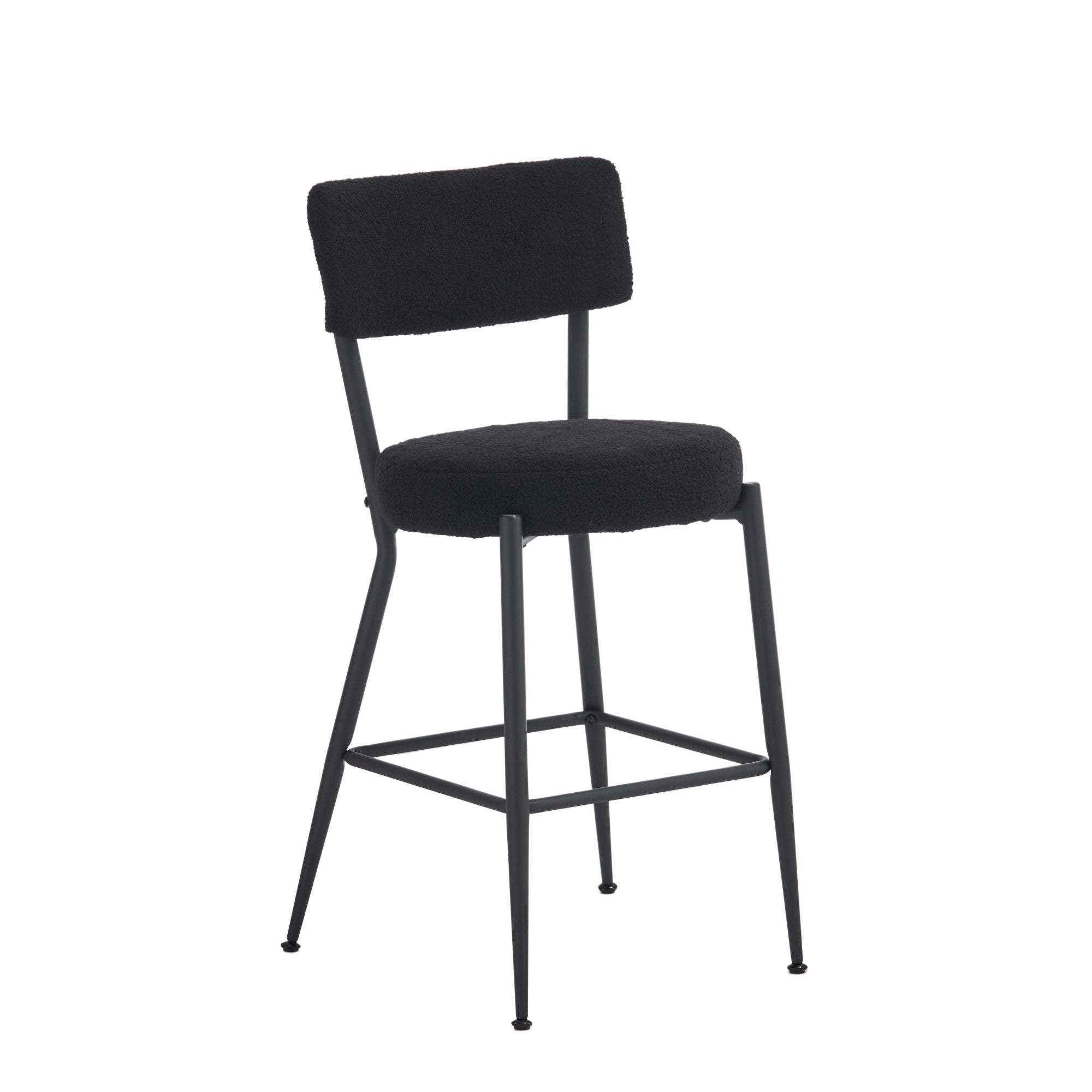 Modern Teddy Fabric Upholstered Bar Stools - Black Legs