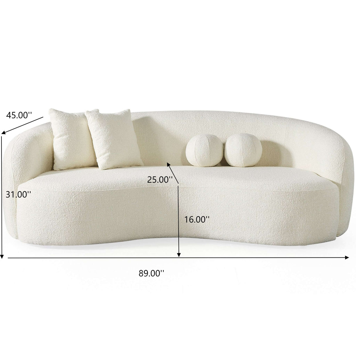 Drake - Japandi Style Curvy Boucle Sofa