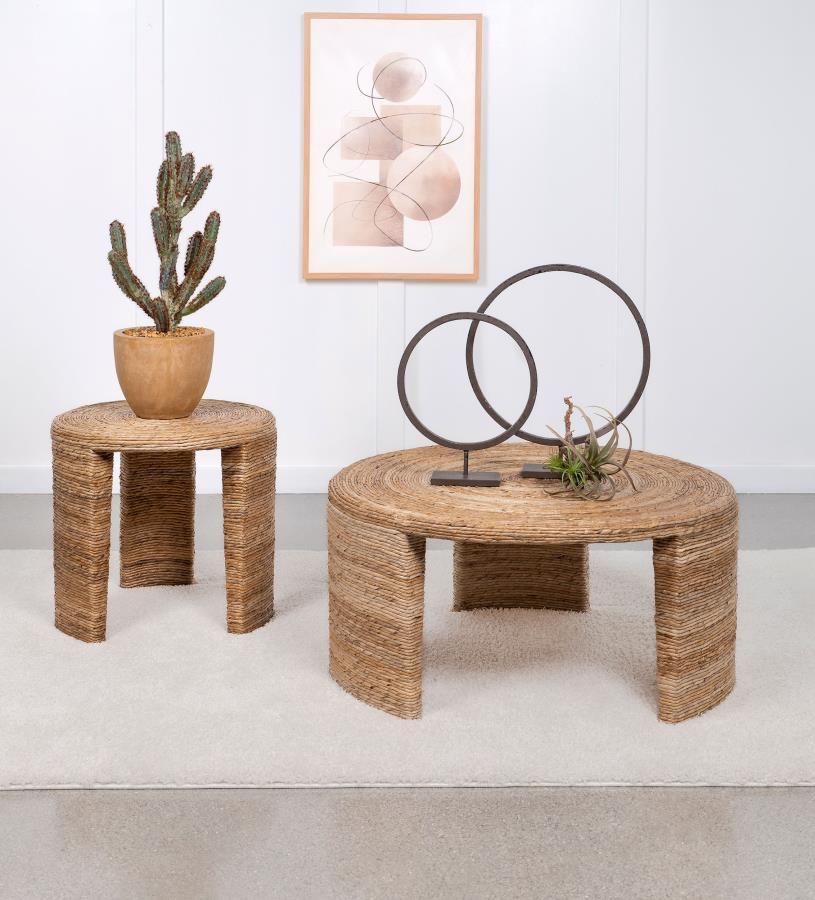 Artina - Woven Rattan Round Coffee Table - Natural