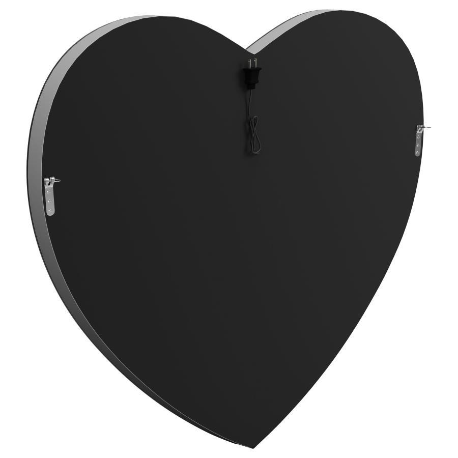 Aiko - Heart Shaped LED Light Wall Mirror - Silver by CoasterEssence | Bel Furniture