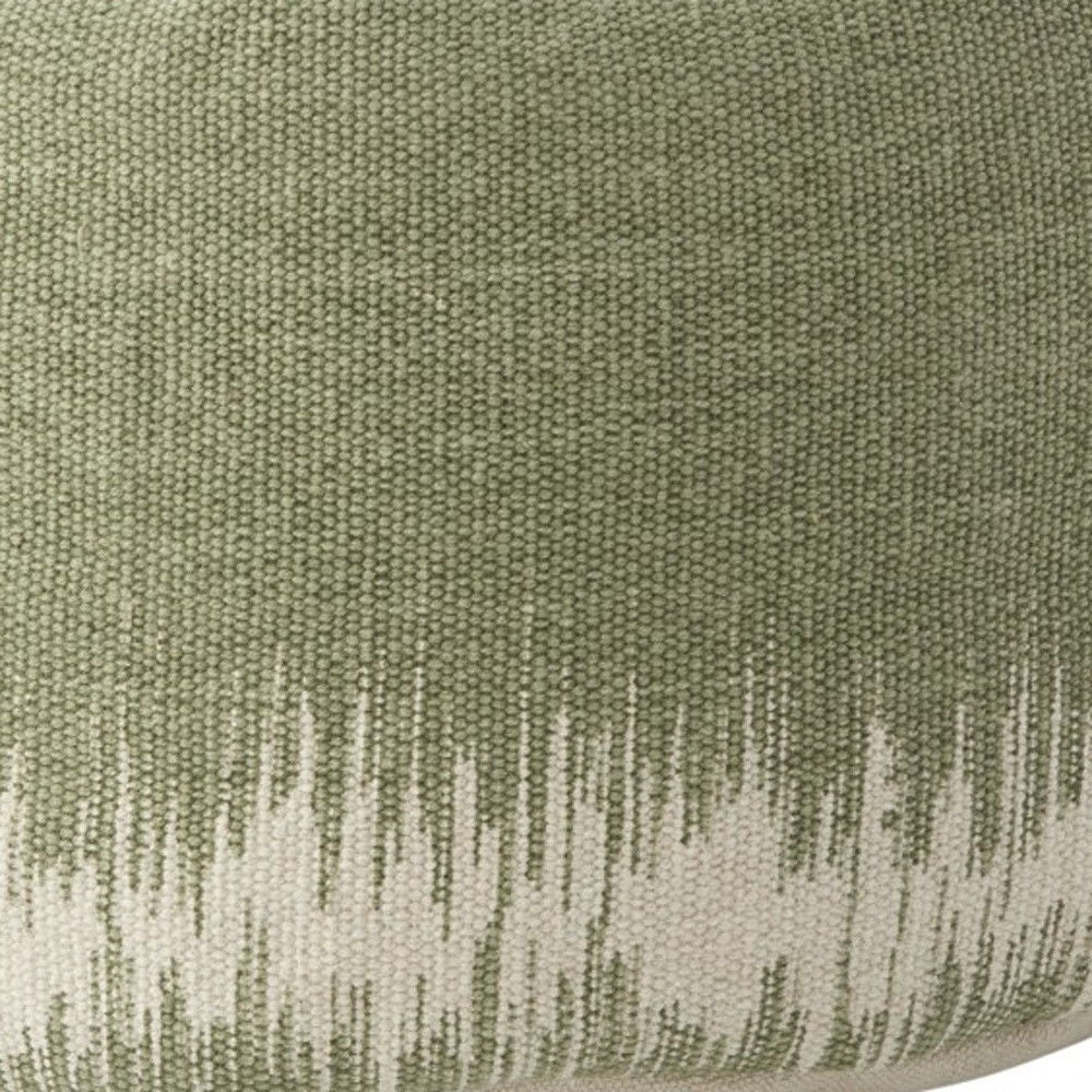 Cotton Round Abstract Pouf Ottoman - Green / White