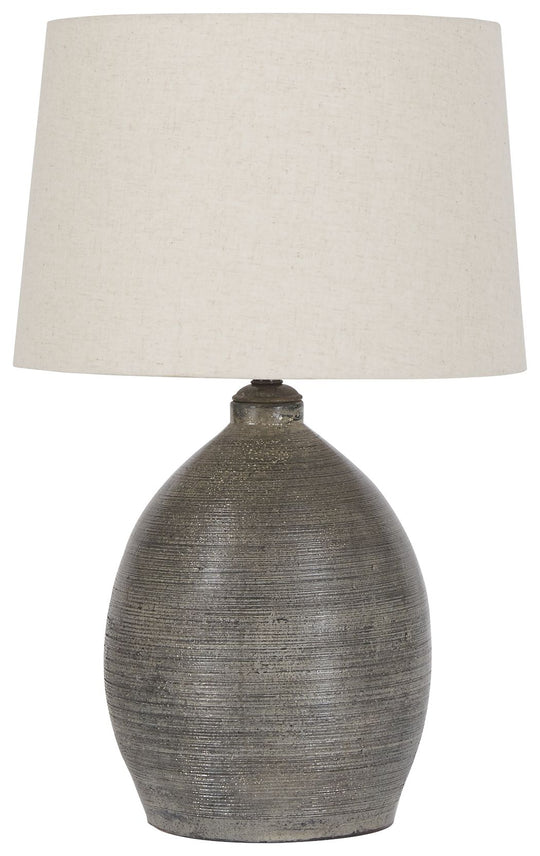 Joyelle - Gray - Terracotta Table Lamp by Signature Design by Ashley® | Bel Furniture