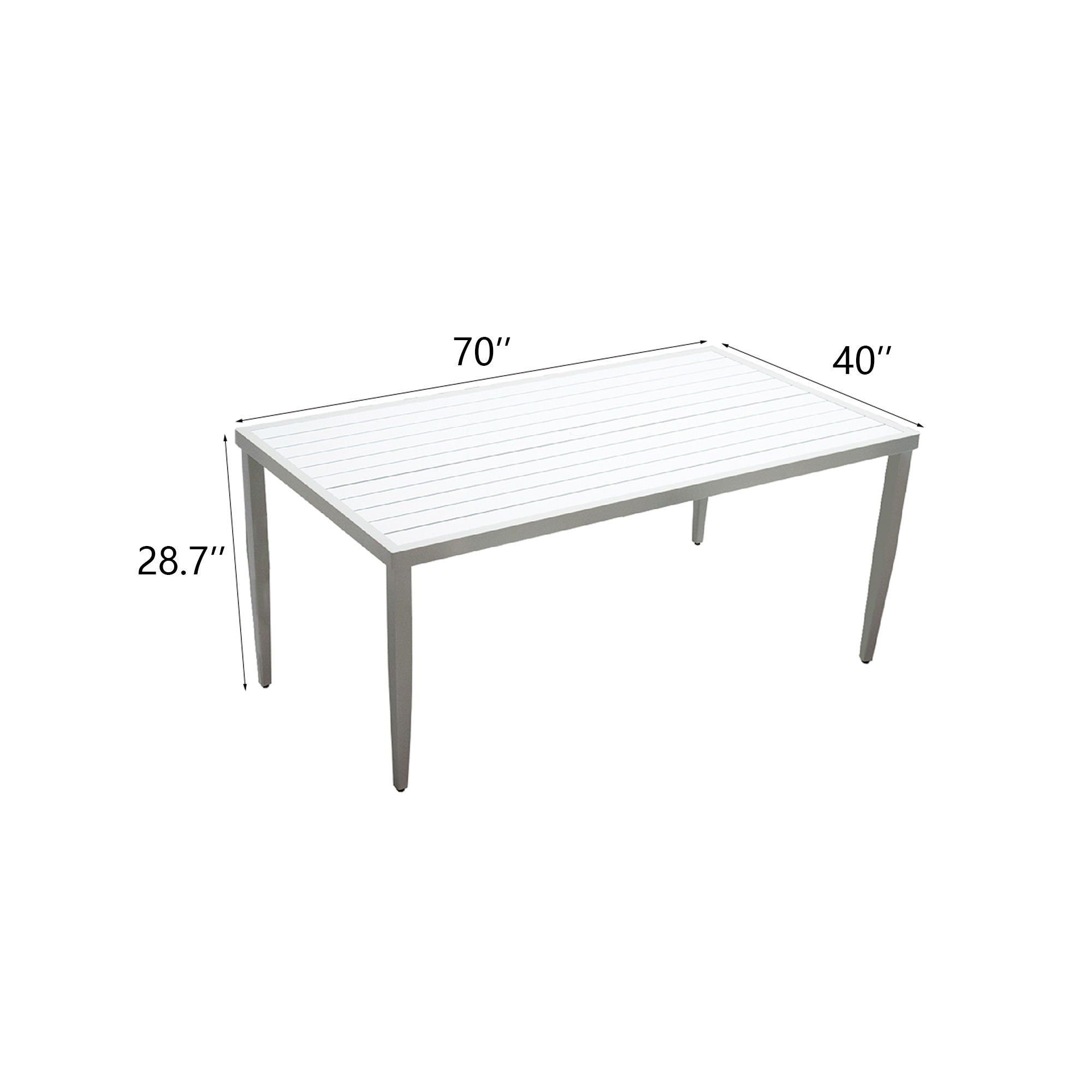 Outdoor Patio Rectangle Dining Table With Tapered Feet & Umbrella Hole