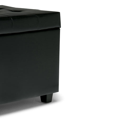 Cosmopolitan - Storage Ottoman - Midnight Black by Simpli-Home | Bel Furniture