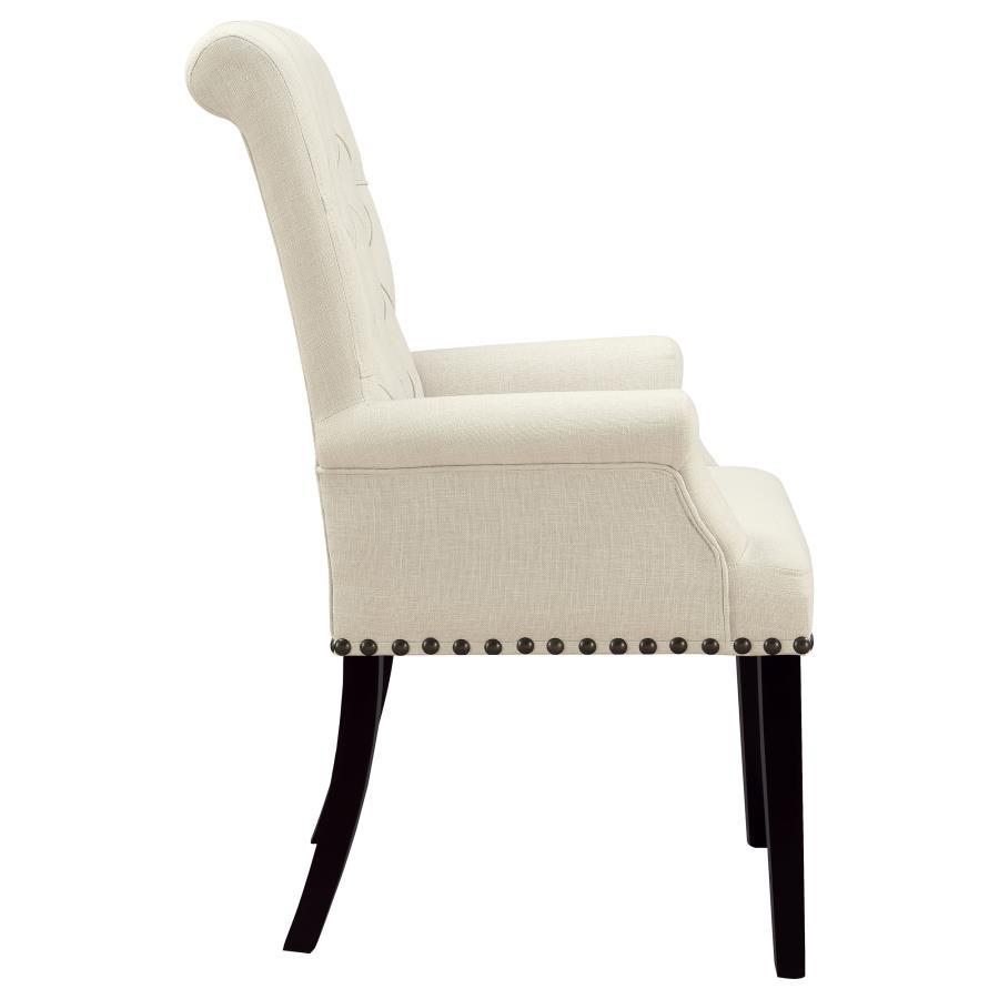 Alana - Fabric Upholstered Dining Arm Chair - Beige