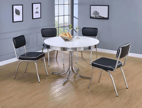 Retro - Round Dining Table Set Black 5 Pc. Table, 4 Chairs by CoasterEveryday | Bel Furniture