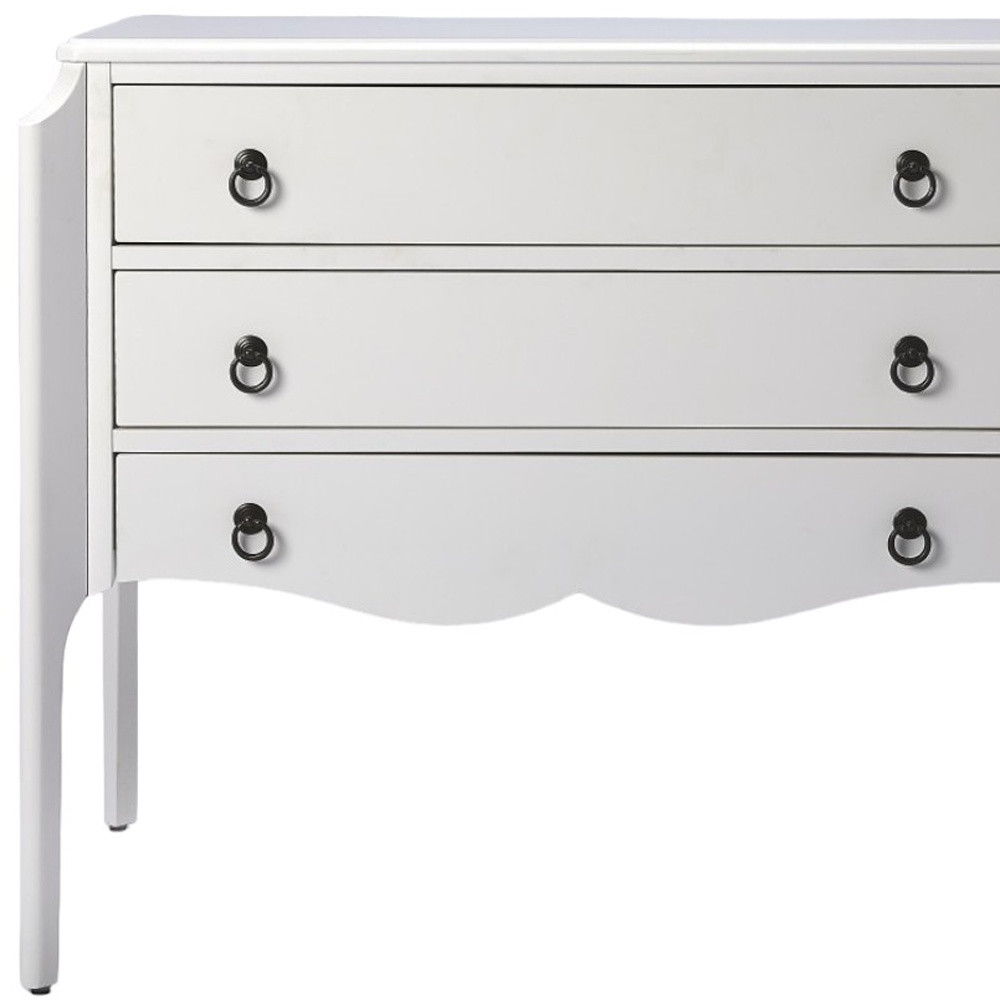 Solid And Manufactured Wood Three Drawer Dresser - White