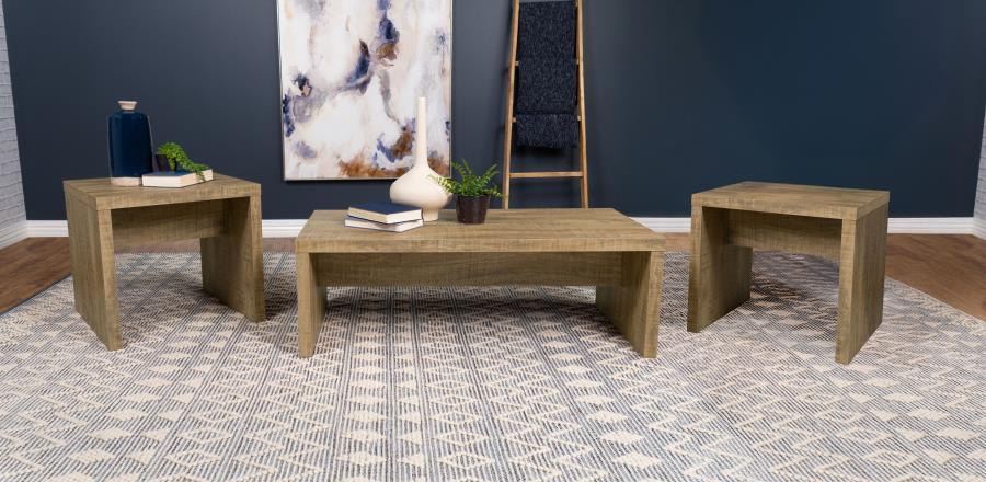 Lynette - Rectangular Coffee Table Set Light Brown 3 Pc. Coffee Table, 2 End Tables by Coaster Fine Furniture | Bel Furniture