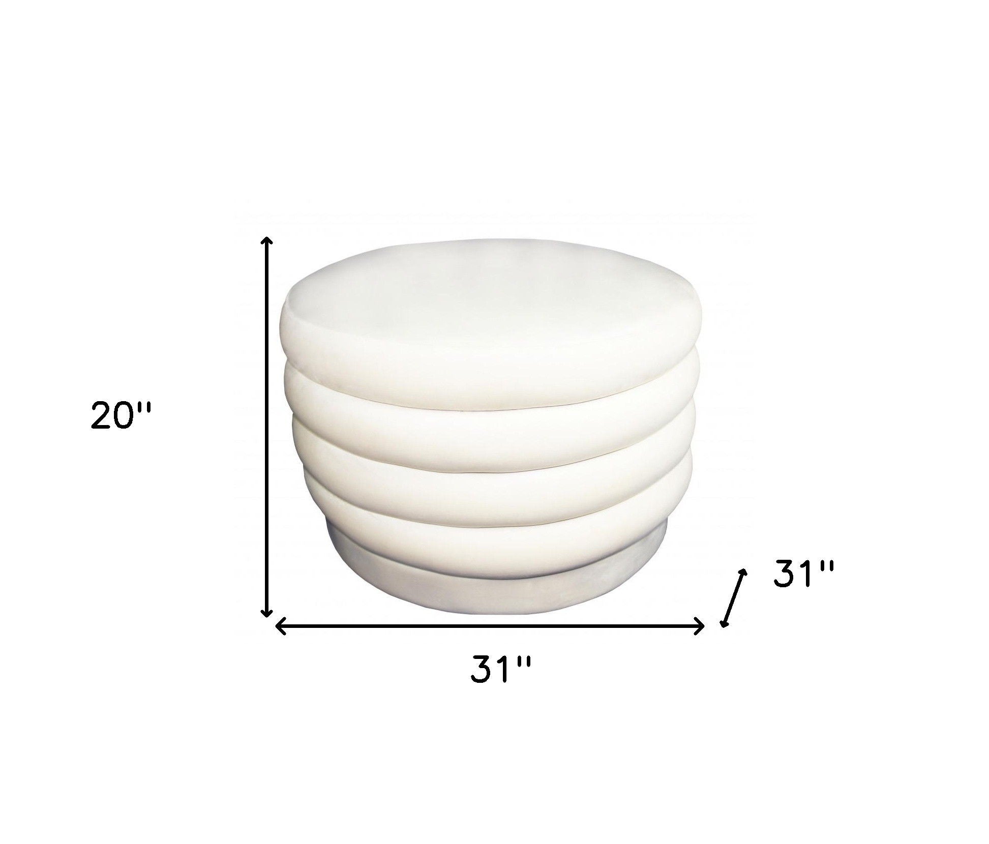 Velvet Tufted Cocktail Ottoman Round - White