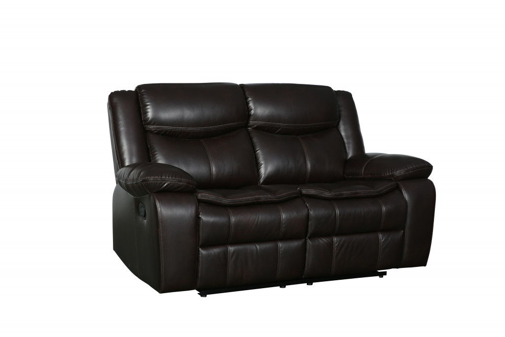 Faux Leather Love Seat Manual Reclining - Brown