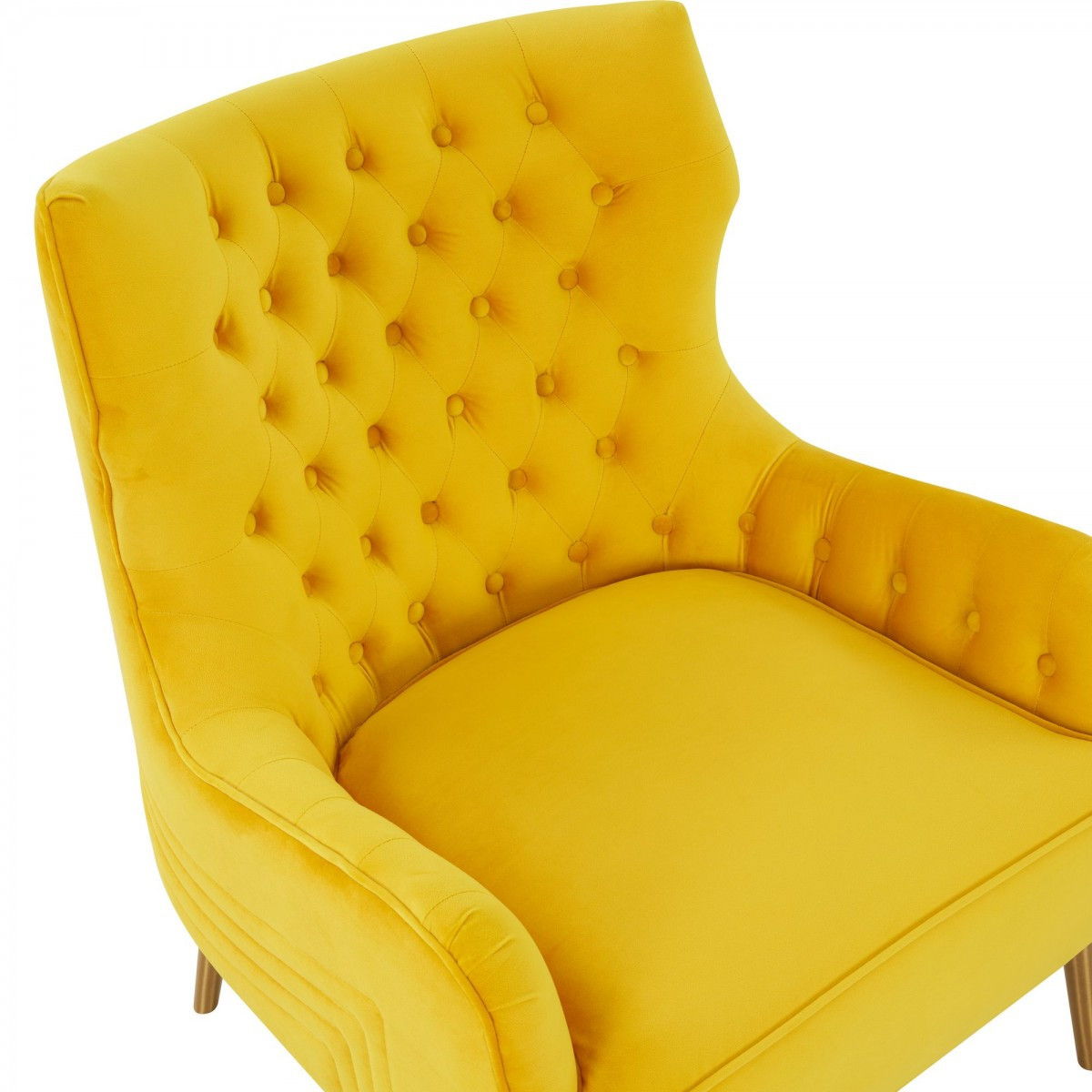 Gold Solid Color Arm Chair - Yellow Velvet And