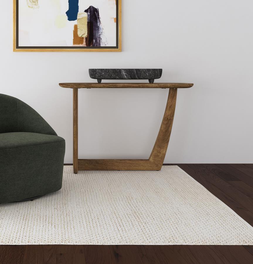 Fletcher - Oval Solid Mango Wood Entryway Console Table - Brown