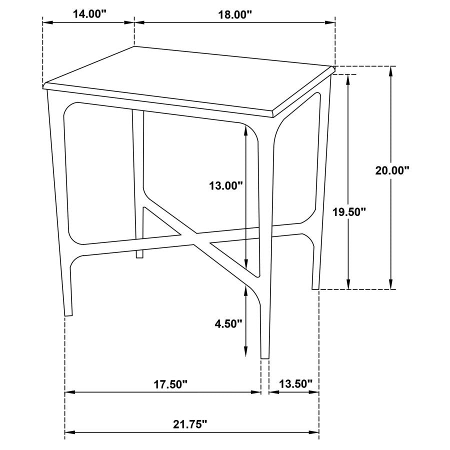 Baldwin - Rectangular Marble Top Side Table - White And Gold