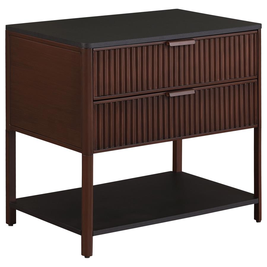 Zimmerlee 2-Drawer Side Table with Shelf Rust Brown