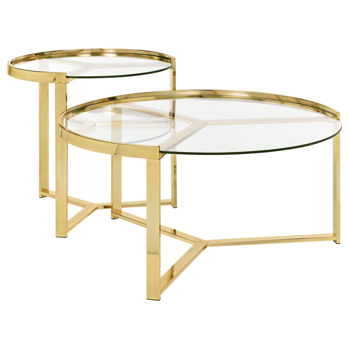 Delia - 2 Piece Round Glass Top Nesting Coffee Table