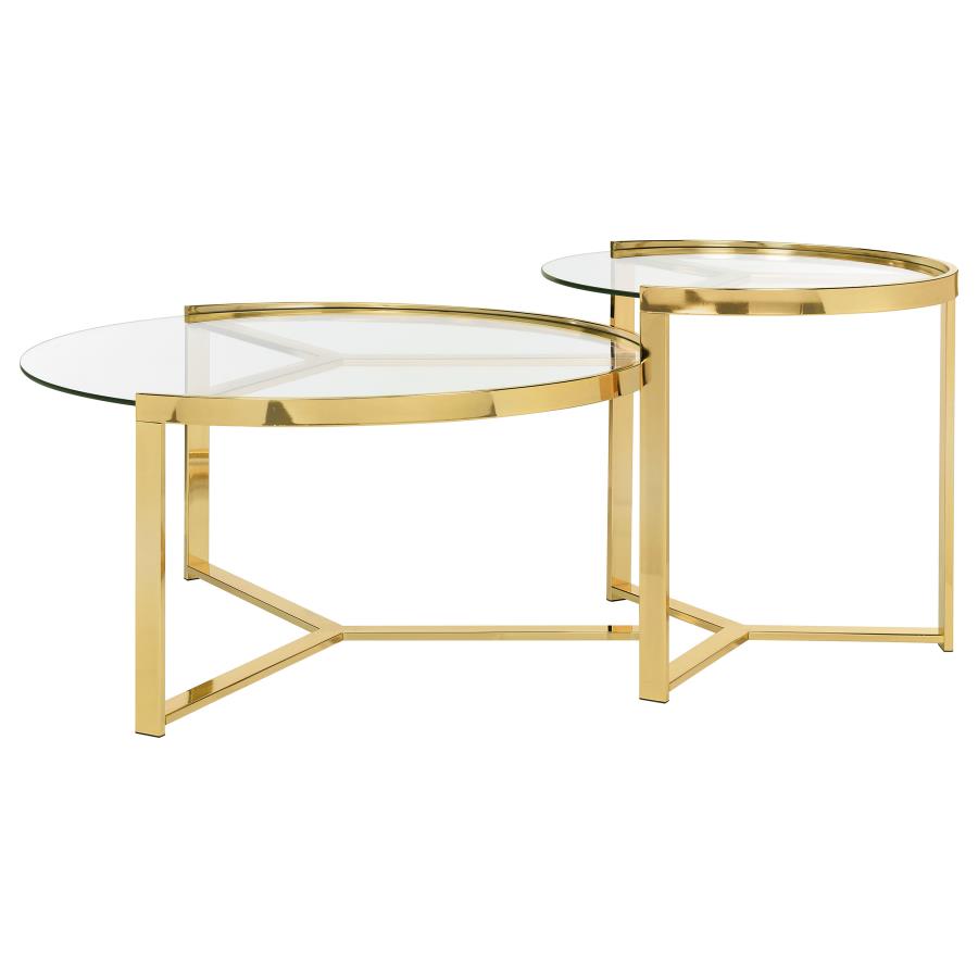 Delia - 2 Piece Round Glass Top Nesting Coffee Table