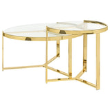 Delia - 2 Piece Round Glass Top Nesting Coffee Table