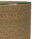Halden - Round Woven Seagrass Accent Side Table - Light Brown