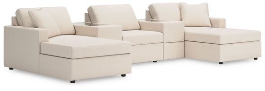Modmax - Oyster - Sectional White 5 Pc. Pit Sectional With Storage Consoles by Signature Design by Ashley® | Bel Furniture