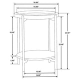 Adhvik Round End Side Table Marble Shelf Natural and Black