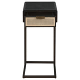 Amherst - 1-Drawer Radio Weave Cane Metal Side Table