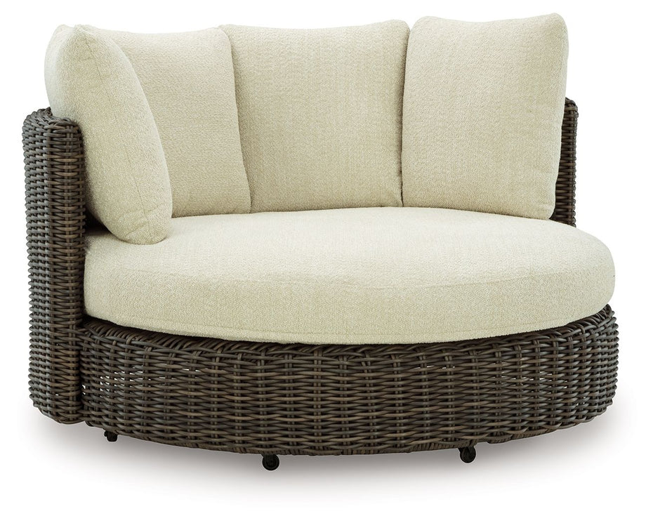 Kimora - Beige / Dark Brown - Swivel Lounge Chair With Cushion