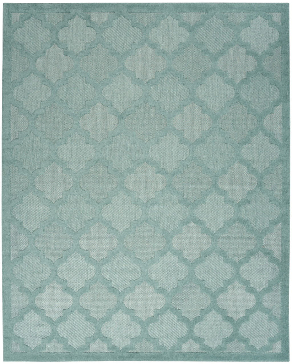 8' X 10' Area Rug Geometric Flatweave - Aqua