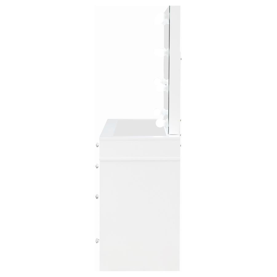 Regina - Makeup Vanity Table Set With Lighting - White by Coaster Fine Furniture | Bel Furniture