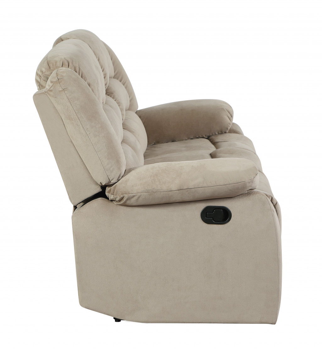 Microfiber Manual Reclining Loveseat - Beige