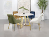 Gwynn - Round Marble Stainless Steel Dining Table - Gold by Coaster Fine Furniture | Bel Furniture