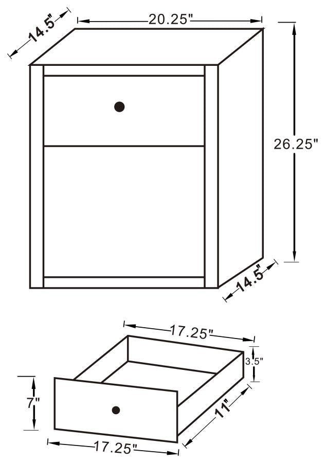 Coquette 1-drawer Mirrored Accent Side Table Silver