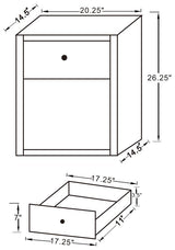 Coquette 1-drawer Mirrored Accent Side Table Silver