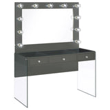 Afshan - 3-Drawer Vanity Set With Lighting - Gray High Gloss