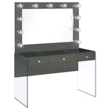 Afshan - 3-Drawer Vanity Set With Lighting - Gray High Gloss