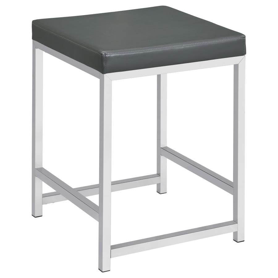 Afshan - Upholstered Square Padded Vanity Stool - Chrome