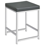 Afshan - Upholstered Square Padded Vanity Stool - Chrome