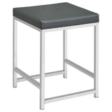 Afshan - Upholstered Square Padded Vanity Stool - Chrome