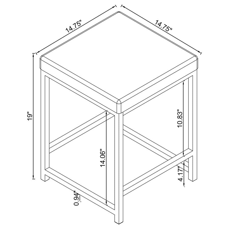 Afshan - Upholstered Square Padded Vanity Stool - Chrome